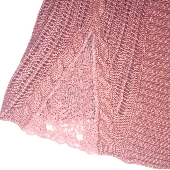 GARNET HILL Open Front Lace Insert Cardigan Cashmere Wool Angora Blend size S - Picture 8 of 11